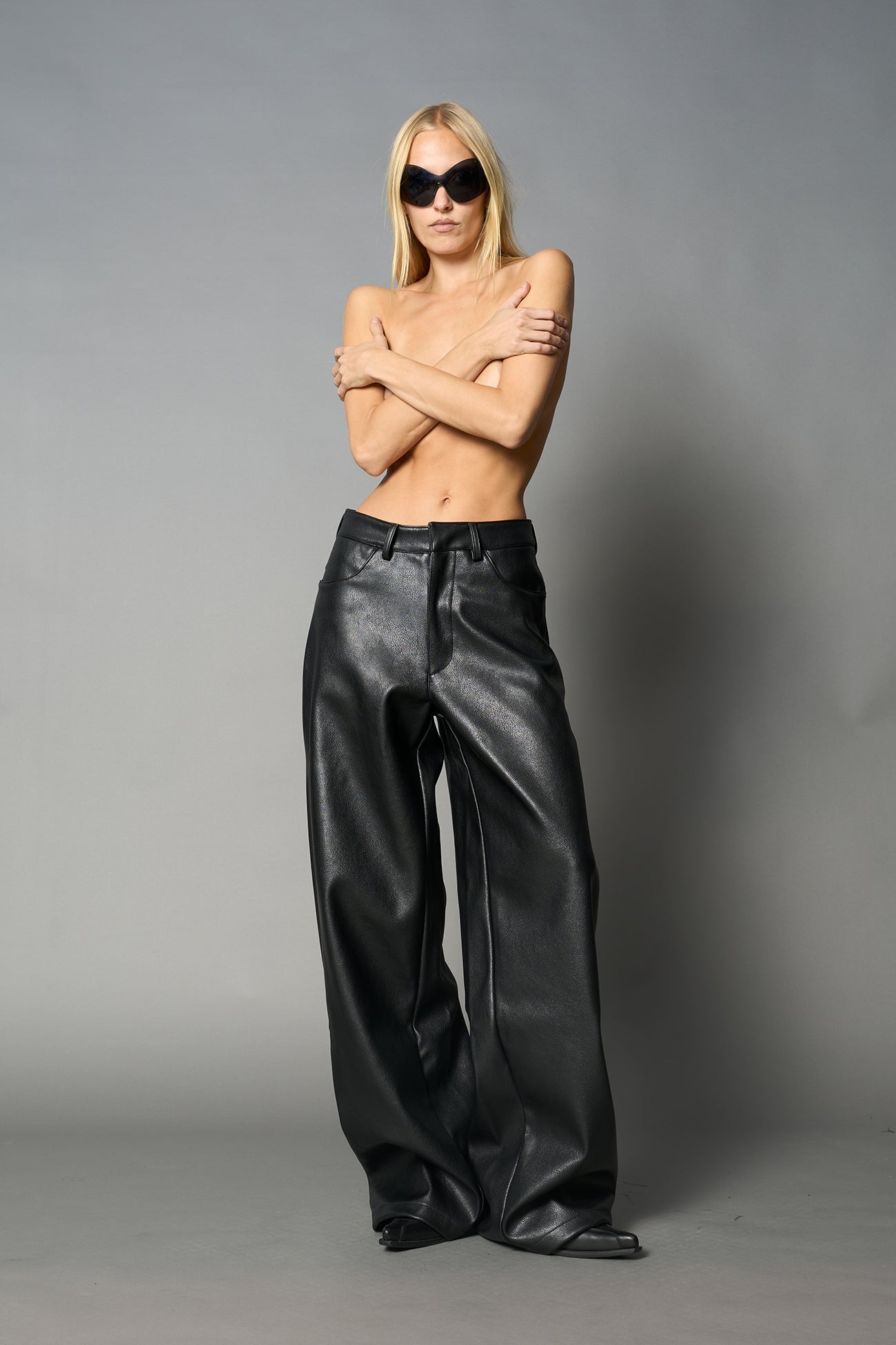 Leather Baggy Suiting Pants